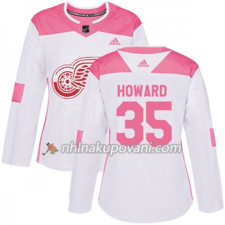 Detroit Red Wings Dresy Jimmy Howard 35 Bílá 2017-2018 Adidas Růžová Fashion Authentic - Dámské Detroit Red Wings Dresy Jimmy Howard 35 Bílá 2017-2018 Adidas Růžová Fashion Authentic - Dámské